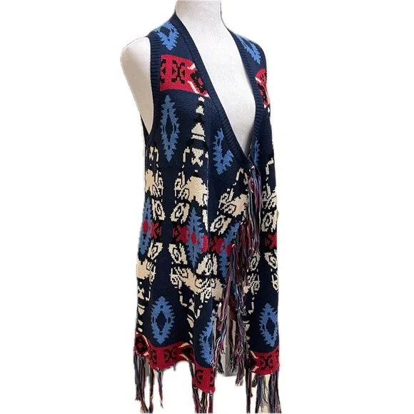 NWT Powder River Outfitters by Pandhandle Slim  Aztec Fringe Vest Size M - Picture 6 of 11